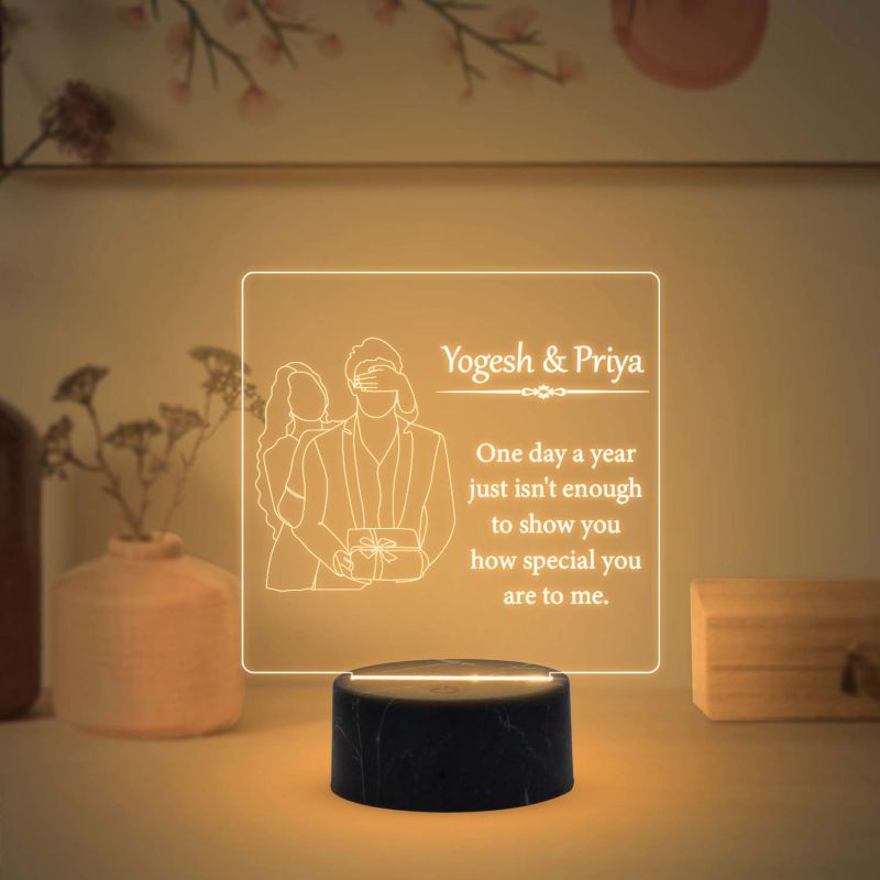 Personalized Couple night lamp with Warm White Color Customized with Name Gift for Loveable Person